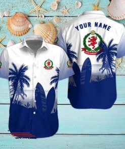 Cove Rangers FC Palm Tree Surfboard Personalized Name Button Shirt