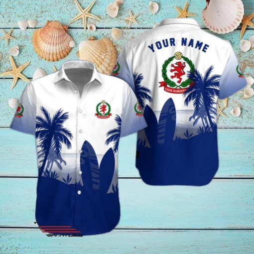 Cove Rangers FC Palm Tree Surfboard Personalized Name Button Shirt