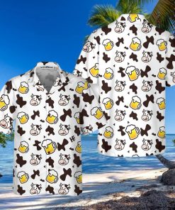 Cow And Beer Mug Seamless Pattern Cow Hawaiian Shirt, Funny Cow Shirt For Men And Women, Best Gift For Cow Lover