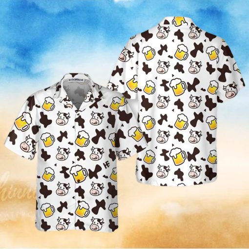 Cow And Beer Mug Seamless Pattern Cow Hawaiian Shirt, Funny Cow Shirt For Men And Women, Best Gift For Cow Lover