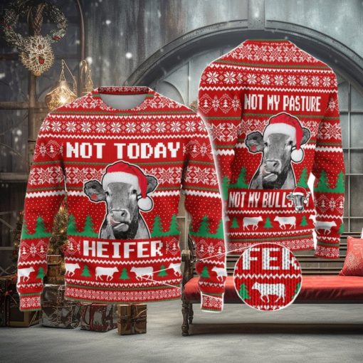 Cow Farm Not Today Heifer Ugly Christmas Sweater Men And Women Christmas Gift Sweater