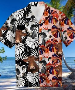 Cow Hawaiian Shirt Floral Colorful Cow Aloha Shirt, Aloha Hawaiian Shirts