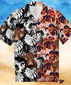 Cow Hawaiian Shirt Floral Colorful Cow Aloha Shirt, Aloha Hawaiian Shirts