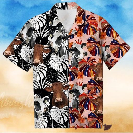 Cow Hawaiian Shirt Floral Colorful Cow Aloha Shirt, Aloha Hawaiian Shirts