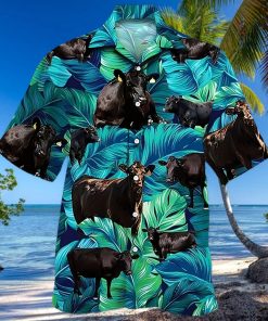 Cow Hawaiian Shirt Tropical Black Cattle Cow Aloha Shirt, Aloha Hawaiian Shirts