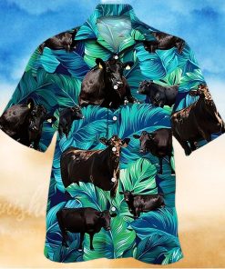 Cow Hawaiian Shirt Tropical Black Cattle Cow Aloha Shirt, Aloha Hawaiian Shirts