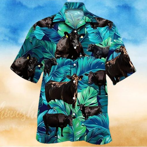 Cow Hawaiian Shirt Tropical Black Cattle Cow Aloha Shirt, Aloha Hawaiian Shirts