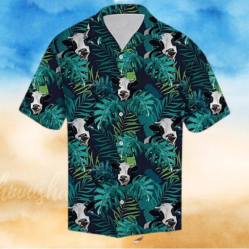 Cow Hawaiian Shirt Tropical Cow Leaf Pattern Aloha Shirt, Aloha Hawaiian Shirts