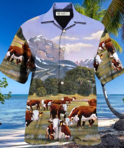 Cow Hereford Cow Beautiful Landscape Hawaiian Shirt – Trendy Aloha