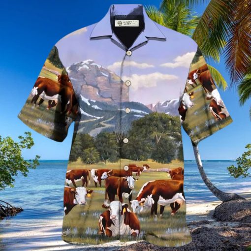 Cow Hereford Cow Beautiful Landscape Hawaiian Shirt – Trendy Aloha