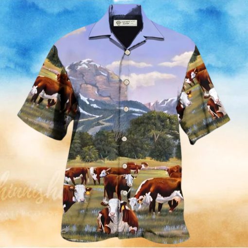 Cow Hereford Cow Beautiful Landscape Hawaiian Shirt – Trendy Aloha