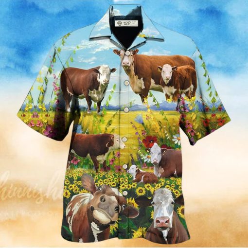 Cow Hereford Cow Landscape Style Hawaiian Shirt – Trendy Aloha