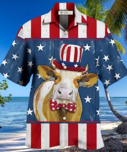 Cow On Yellow And Blue Background Hawaiian Shirt, Cow Shirt For Men & Women, Funny Cow Print Shirt