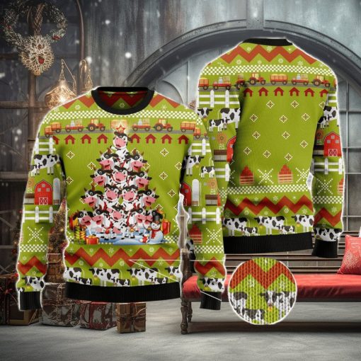Cow Pine Tree Christmas Gift Ugly Christmas Sweater Xmas Holiday