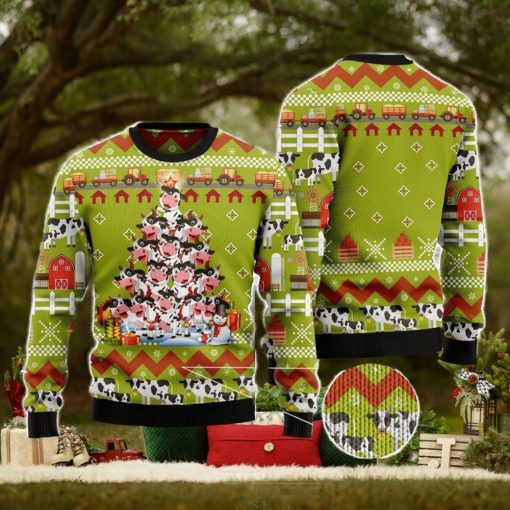 Cow Pine Tree Christmas Gift Ugly Christmas Sweater Xmas Holiday