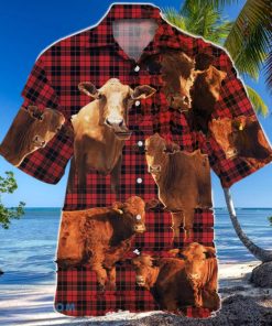 Cow Red Tartan Pattern Hawaiian Shirt Aloha Shirt For Men Women