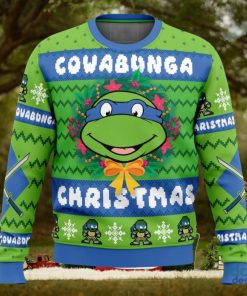 Cowabunga Leonardo Christmas Teenage Mutant Ninja Turtles Ugly Christmas Sweater Unisex 3D Christmas Sweater Gift