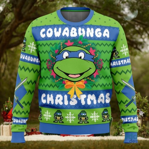 Cowabunga Leonardo Christmas Teenage Mutant Ninja Turtles Ugly Christmas Sweater Unisex 3D Christmas Sweater Gift