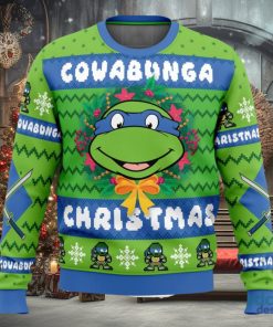 Cowabunga Leonardo Christmas Teenage Mutant Ninja Turtles Ugly Christmas Sweater Unisex 3D Christmas Sweater Gift