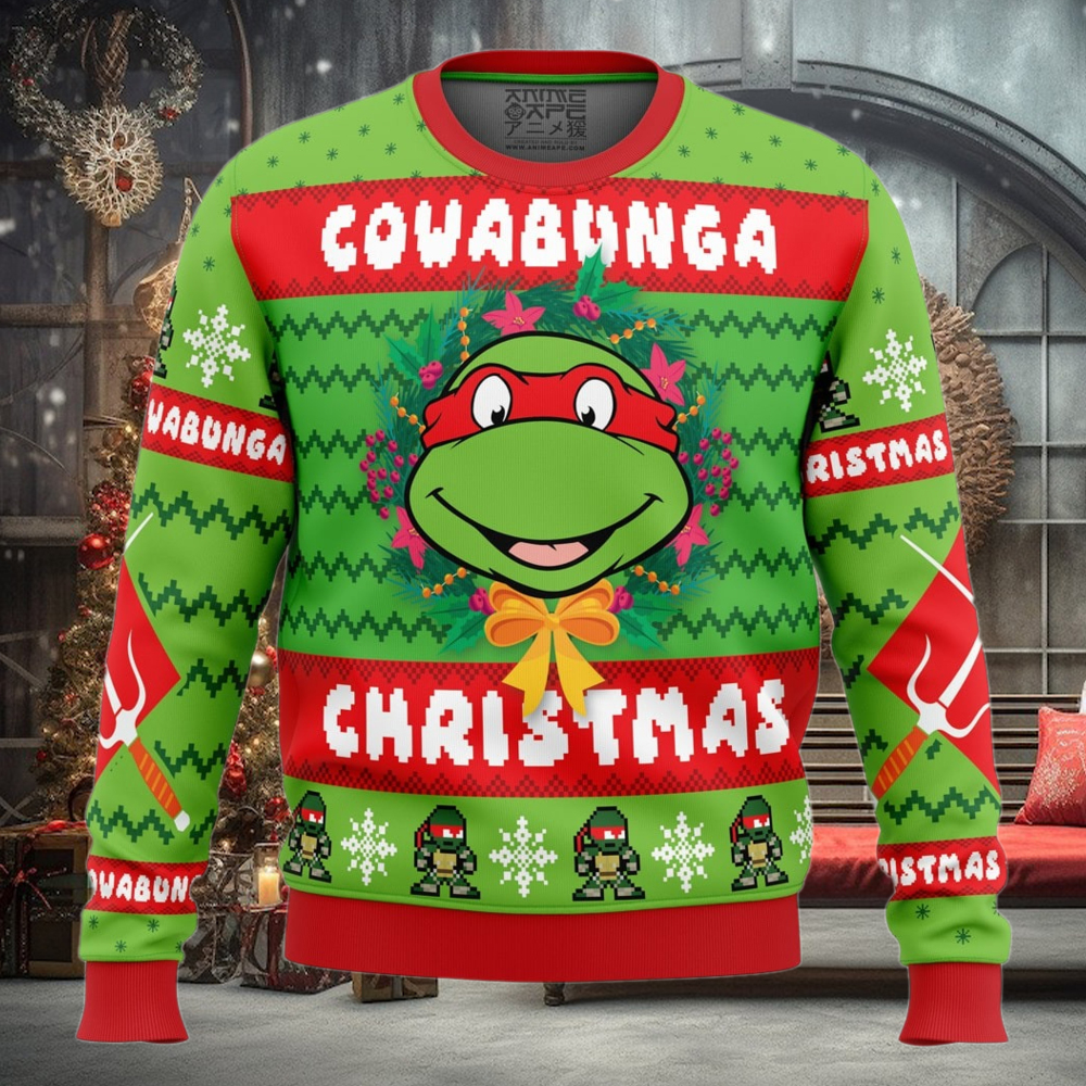 Cowabunga Raphael Christmas Teenage Mutant Ninja Turtles Ugly Christmas Sweater Cowabunga Raphael Christmas Teenage Mutant Ninja Turtles Ugly Christmas Sweater