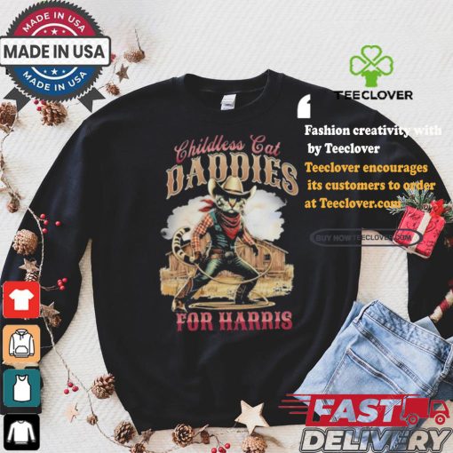 Cowboy Childless Cat Daddies For Harris Walz Shirt