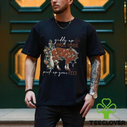 Cowboy Christmas Shirt, Giddy Up Jingle Horse Pick Up Your Feet Shirt