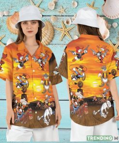 Cowboy Donald Duck Hawaiian Shirt Donald Duck Western Hawaii Shirt Disneyworld Summer Aloha Shirt