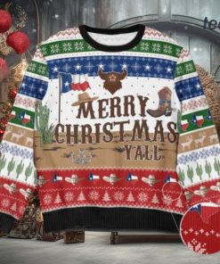 Cowboy Merry Christmas Y’All Texas Nation Christmas Ugly Sweater