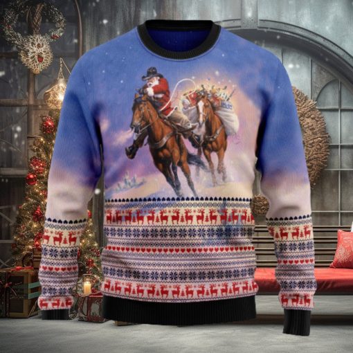 Cowboy Santa Claus December Wear Ugly Christmas Sweater Thankgiving Gift Men Women