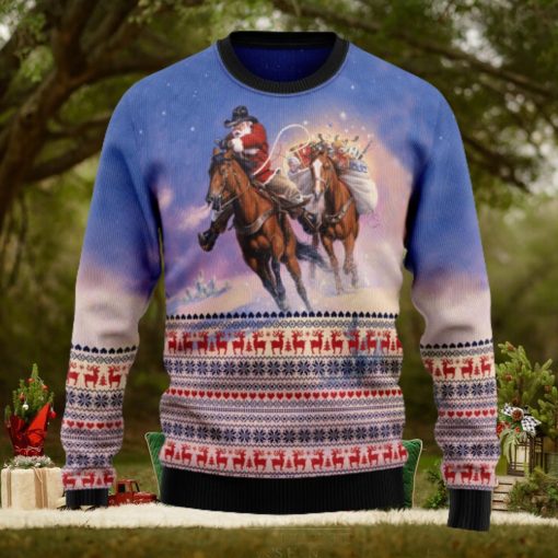 Cowboy Santa Claus December Wear Ugly Christmas Sweater Thankgiving Gift Men Women