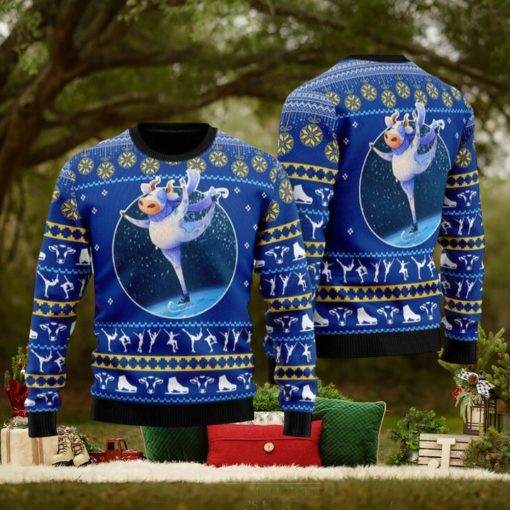 Cows Ice Skating Ugly Christmas Sweater Funny Gift For Men And Women Family Holidays