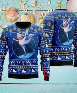 Cows Ice Skating Ugly Christmas Sweater Gift Knitting Sweater