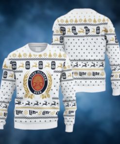 Cozy Miller Lite Christmas Ugly White Sweater