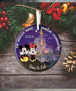 Personalized Mickey and Minnie Christmas Ornament, Couple Ornament