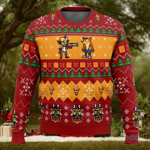 Crash and Doc Neo Crash Bandicoot 3D Ugly Christmas Sweater Christmas Gift Ideas Party Gift