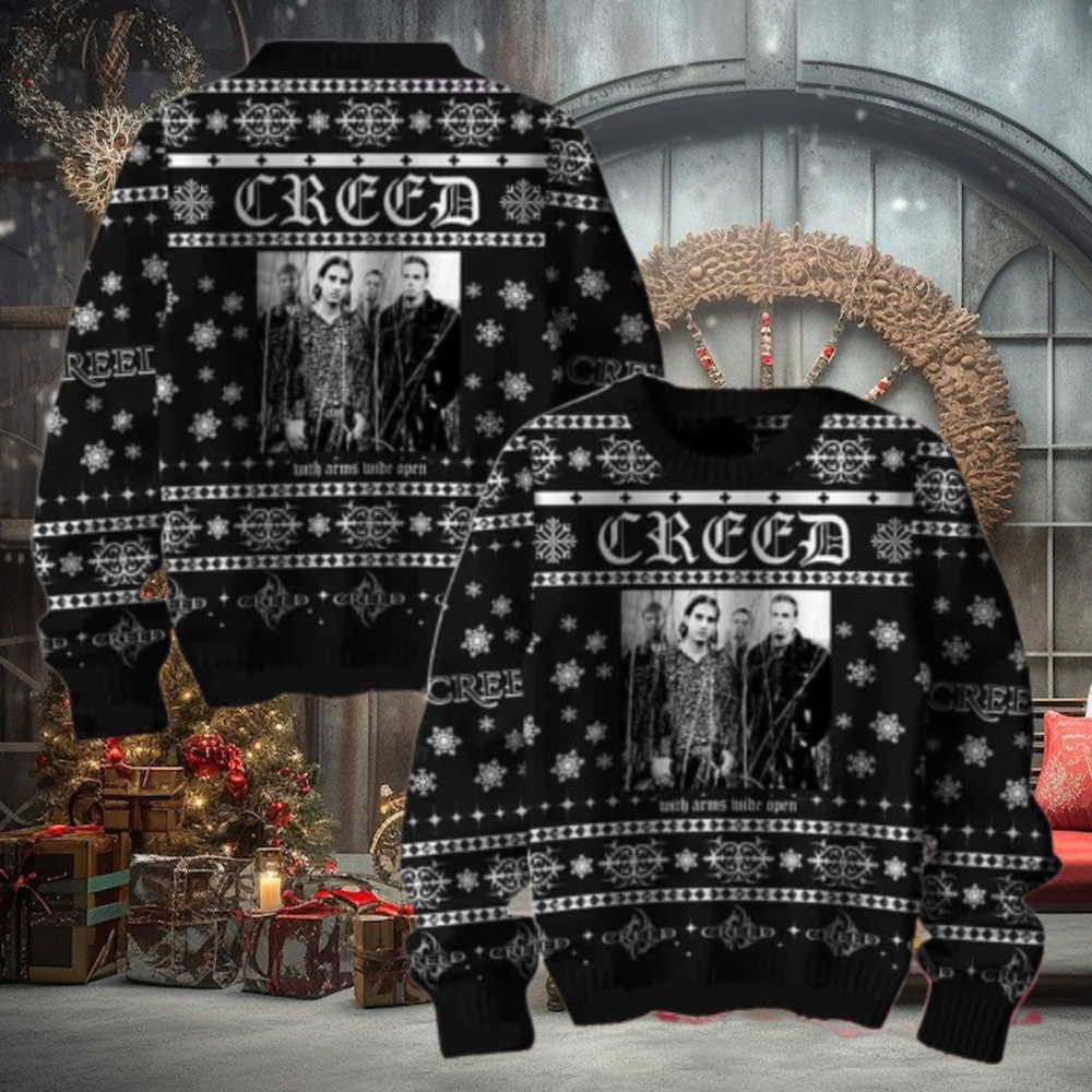 Creed With Arms Wide Open Chirstmas Gifts 2024 Xmas For Family And Friends Ugly Sweater Creed With Arms Wide Open Chirstmas Gifts 2024 Xmas For Family And Friends Ugly Sweater