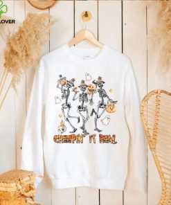 Creepin It Real Skeletons Pumpkin Boo Halloween Party T Shirt