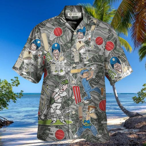 Cricket Sport Cricket Lover Tropical Leaf Art Hawaiian Shirt