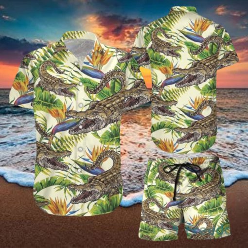 Crocodile Banana Palm Hawaiian Shirt & Short For Men And Women