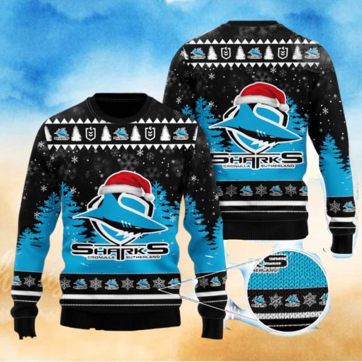 Cronulla Sutherland Sharks All Over Print Christmas Knitting Ugly Sweater