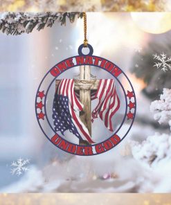 Cross One Nation Under American Flag Ornament Patriotic Christmas Ornament Gift Ideas For Dad