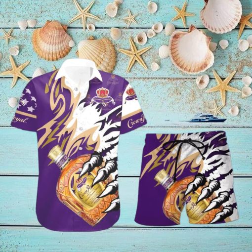 Crown Royal Canadian Whisky Monster Monster Claw Cool Gift Hawaiian Shirt And Shorts Men And Women Summer Gift