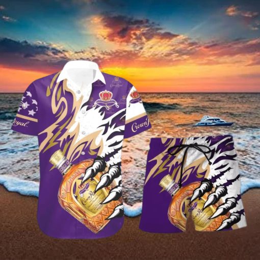 Crown Royal Canadian Whisky Monster Monster Claw Cool Gift Hawaiian Shirt And Shorts Men And Women Summer Gift