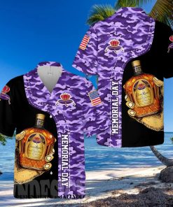 Crown Royal Memorial Day All Over Print Camo Aloha Summer Beach Hawaiian Shirt