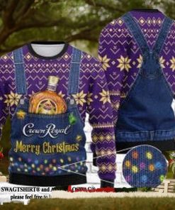 Crown Royal Merry Christmas Ugly Xmas Wool Knitted Sweater