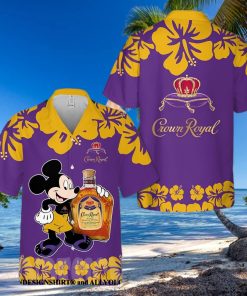 Crown Royal Mickey Mouse Hibiscus Flower All Over Print Aloha Summer Beach Hawaiian Shirt