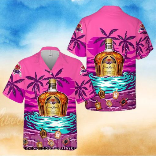 Crown Royal On The S And Palm Tree All Over Print Aloha Summer Beach Hawaiian Shirt