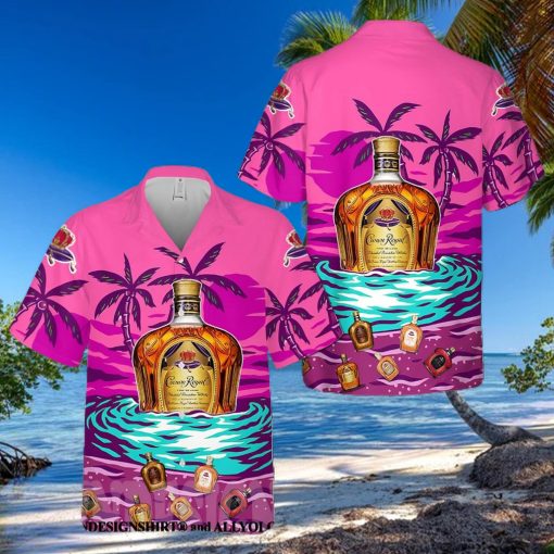 Crown Royal On The S And Palm Tree All Over Print Aloha Summer Beach Hawaiian Shirt