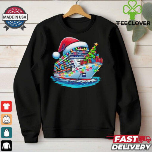 Cruise ship santa Christmas tree lights shirt