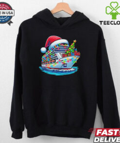 Cruise ship santa Christmas tree lights shirt